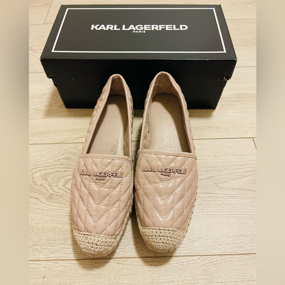KARL LAGERFELD PARIS Women's Desta Slip-On Espadrille Platform Flats in Size 8